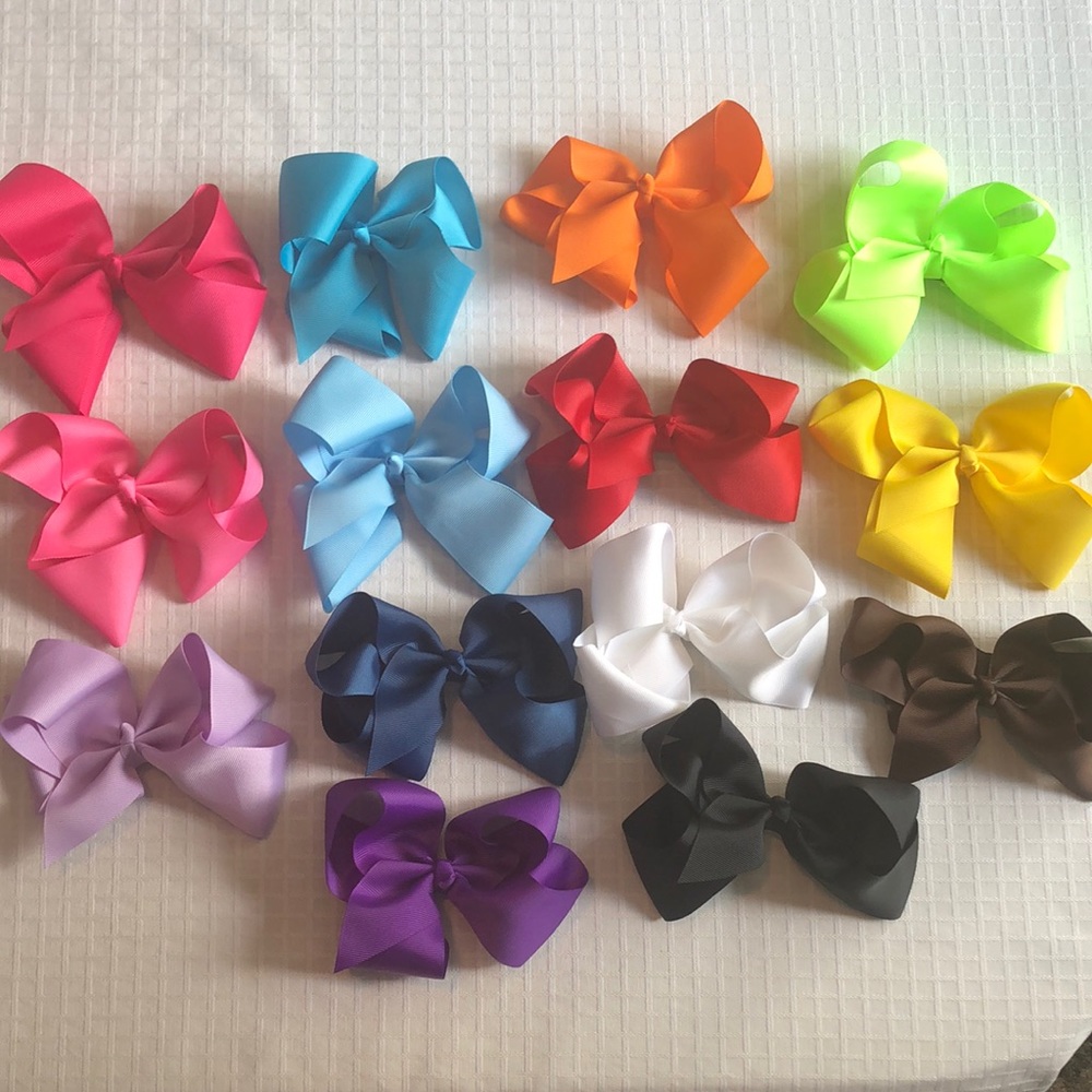 Hair bows,~4in,Multicolored set